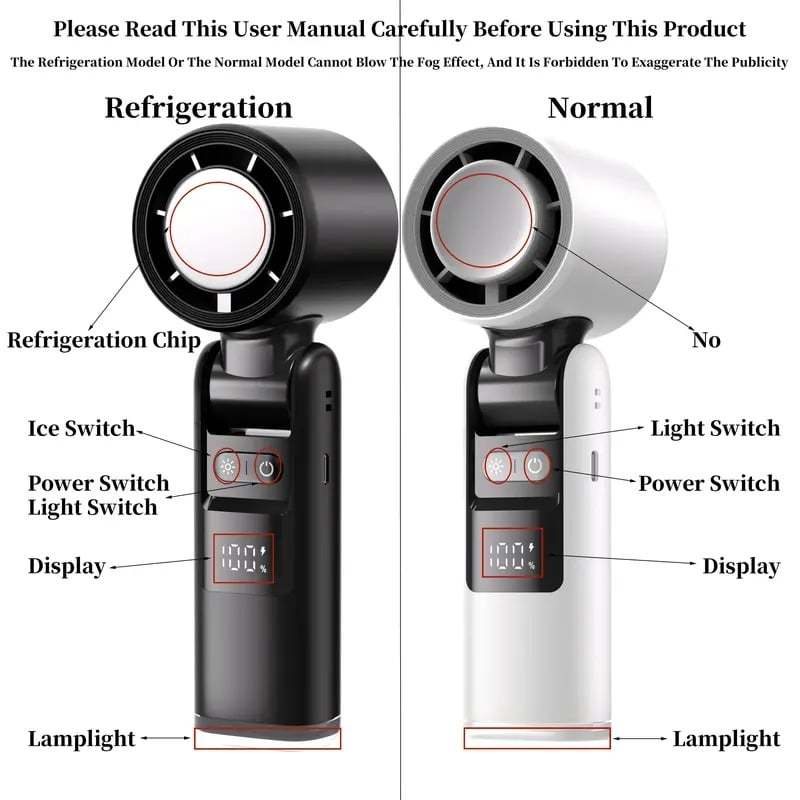 🌞Summer Hot Sale 49% OFF - Multifunction Portable Handheld Turbo Ice-Cooling Fan