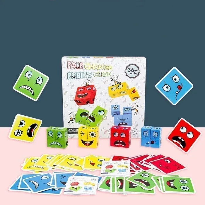 Christams Gifts🎁 2024 Parent-child Interactive Games Face-Changing Magic Cube Building Blocks
