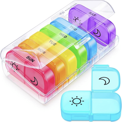 Portable Travel Pill Organizer,7-Day Pill Box