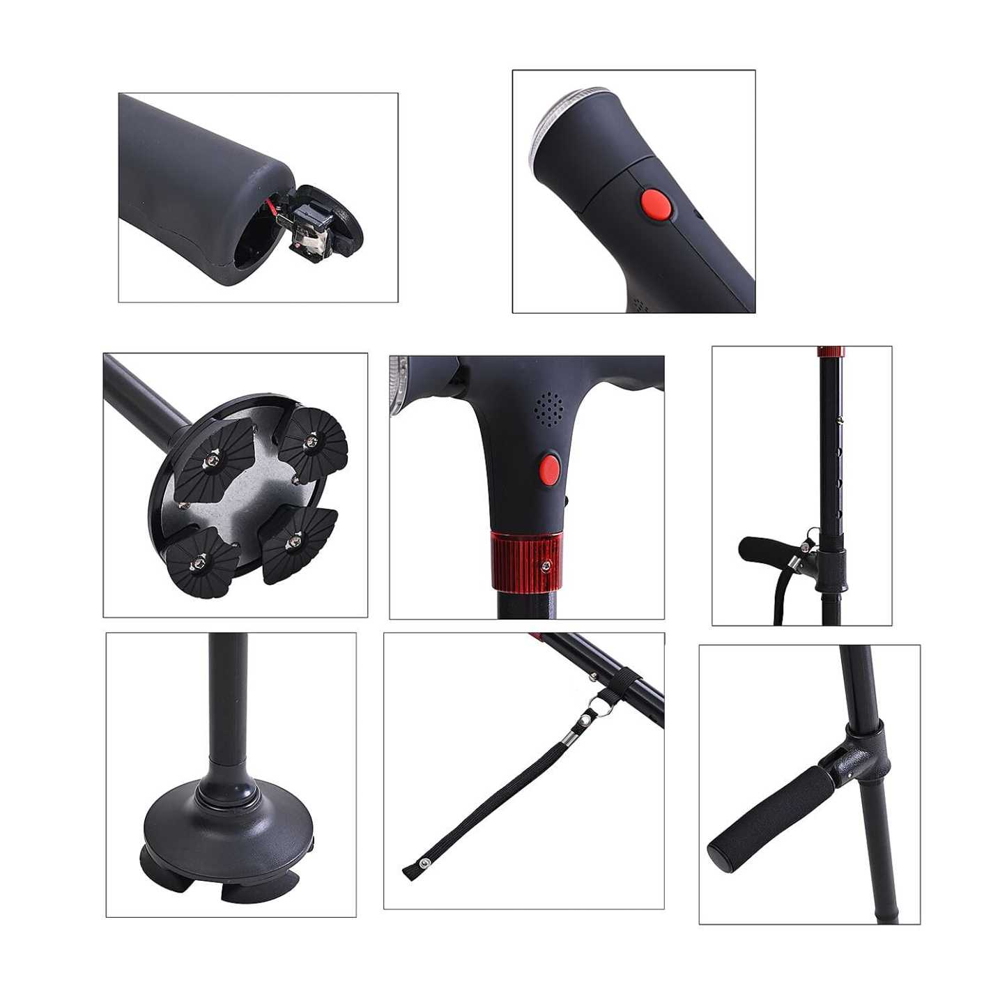 Smart Easy Up Cane With 2 Handle & Anti Slip Base