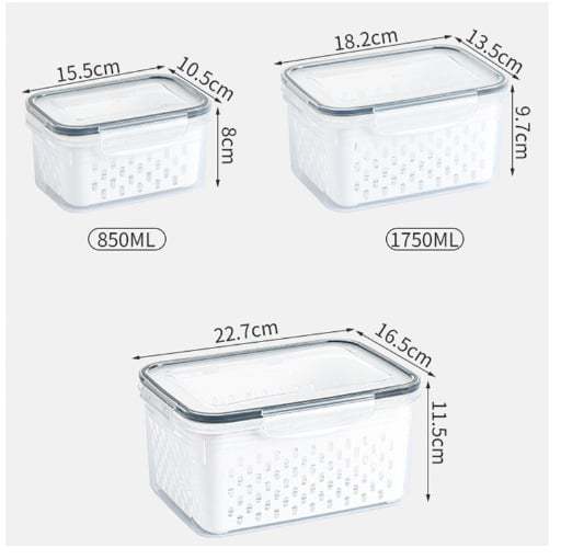 💖Household transparent plastic food storage box-Including drain basket💧