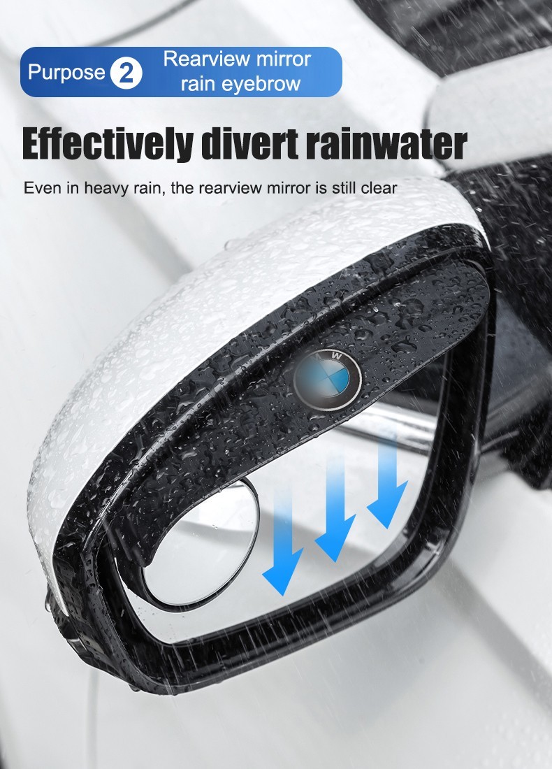 🔥Hot Selling🔥 Car Rear View Mirror Small Round Mirror Rain Eyebrow (2PCS)