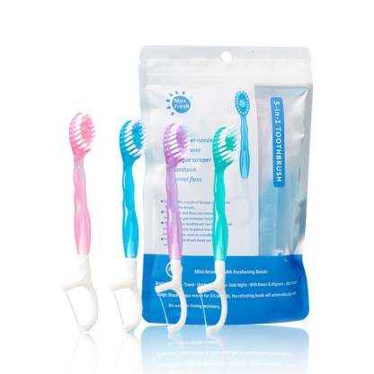 🔥🎁5 in 1 Mini Toothbrush & Floss & Tongue Scraper & Toothpick Set