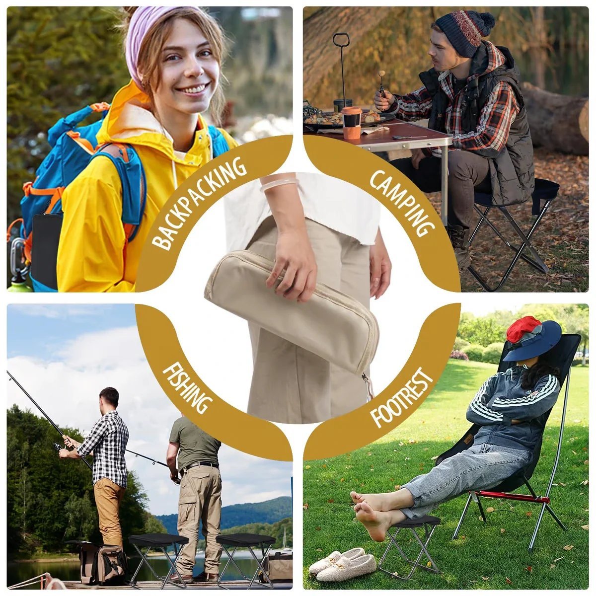 HOT SALE🔥 Portable Stool for Mountaineering and Hiking, Foldable Stool with Carrying Bag