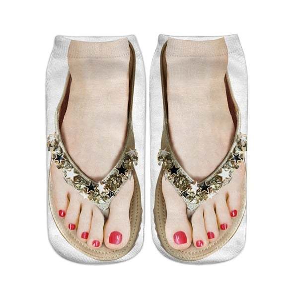 Women Manicure Print Flip Flop Socks