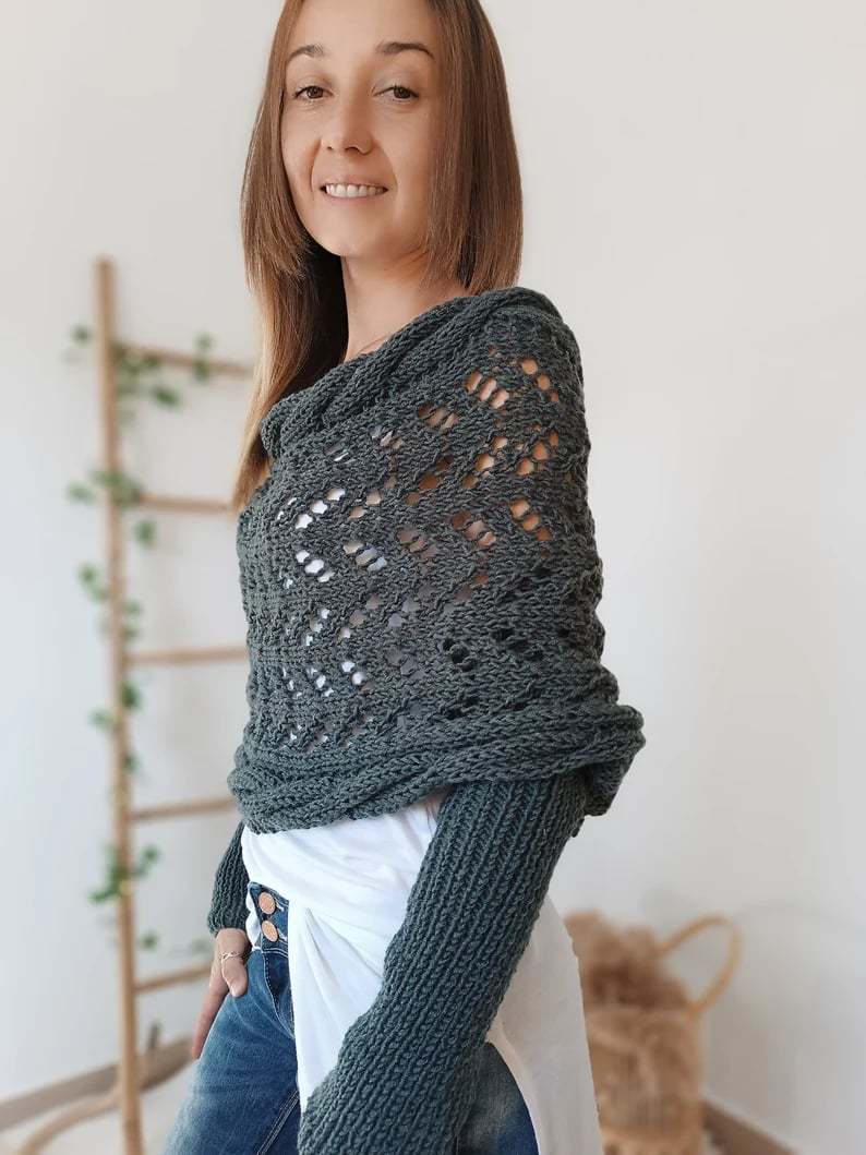 🔥Hot Save 49% OFF🔥Knitted Cable Wrap, Shrugs For Women, Knitted Wrap