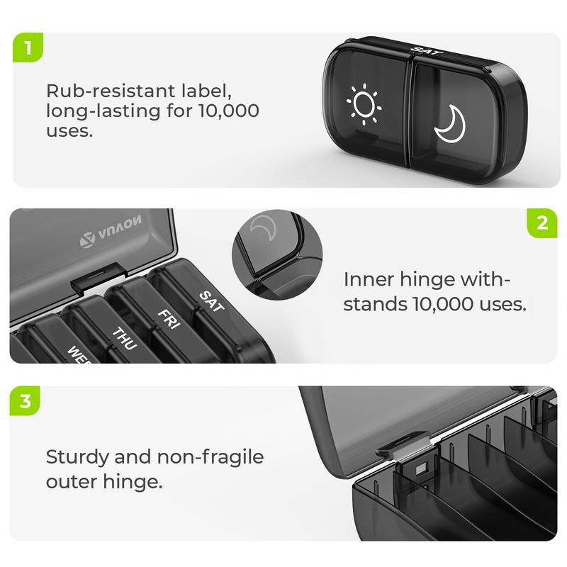 Portable Travel Pill Organizer,7-Day Pill Box