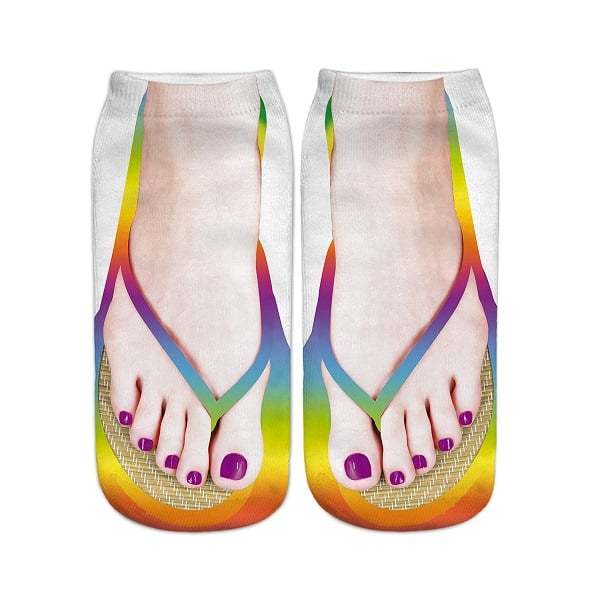 Women Manicure Print Flip Flop Socks