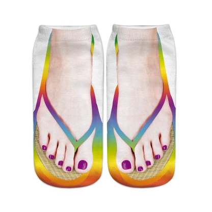 Women Manicure Print Flip Flop Socks