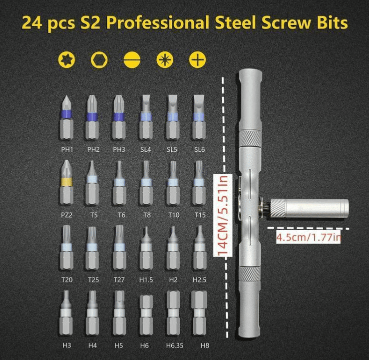 🔥🔥24 in 1 DlY Screwdriver Set Magnetic Compact and Portable Ratchet Screwdriver