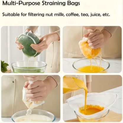 🏆 60K+ SOLD! 🌿✨ Food-Grade Nylon Filter Bag – Smooth Nut Milks, Juices & Easy Straining