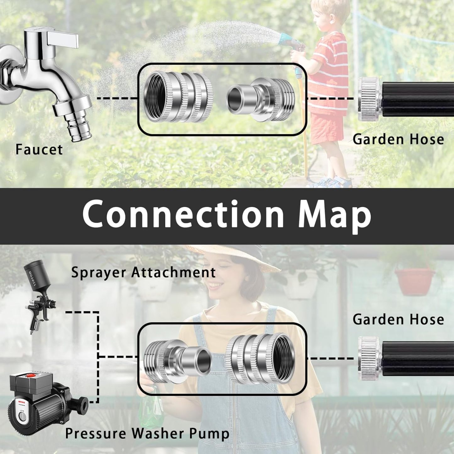 🍃Stainless Steel Garden Hose Quick Connect Fittings Set