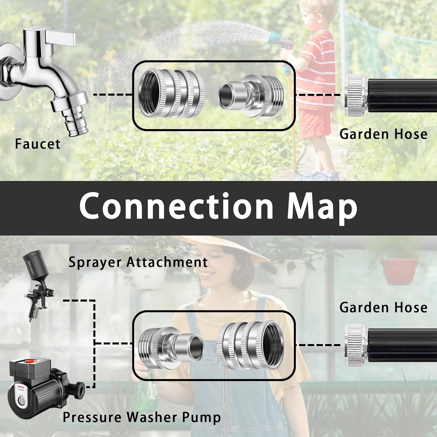 🍃Stainless Steel Garden Hose Quick Connect Fittings Set