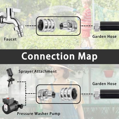 🍃Stainless Steel Garden Hose Quick Connect Fittings Set