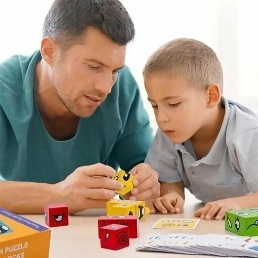 Christams Gifts🎁 2024 Parent-child Interactive Games Face-Changing Magic Cube Building Blocks