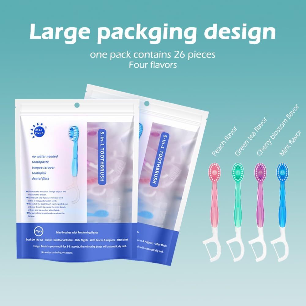 🔥🎁5 in 1 Mini Toothbrush & Floss & Tongue Scraper & Toothpick Set