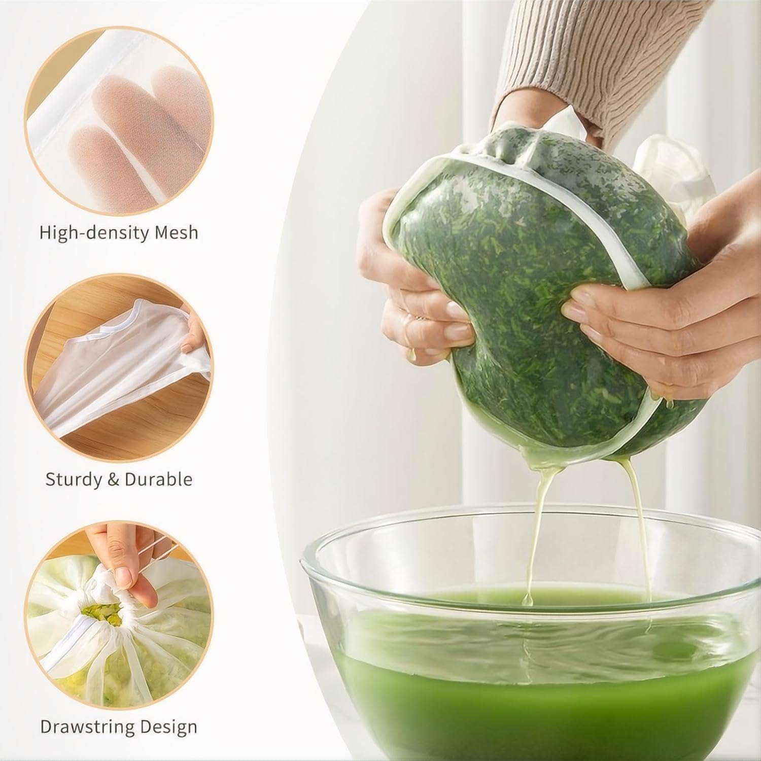 🏆 60K+ SOLD! 🌿✨ Food-Grade Nylon Filter Bag – Smooth Nut Milks, Juices & Easy Straining