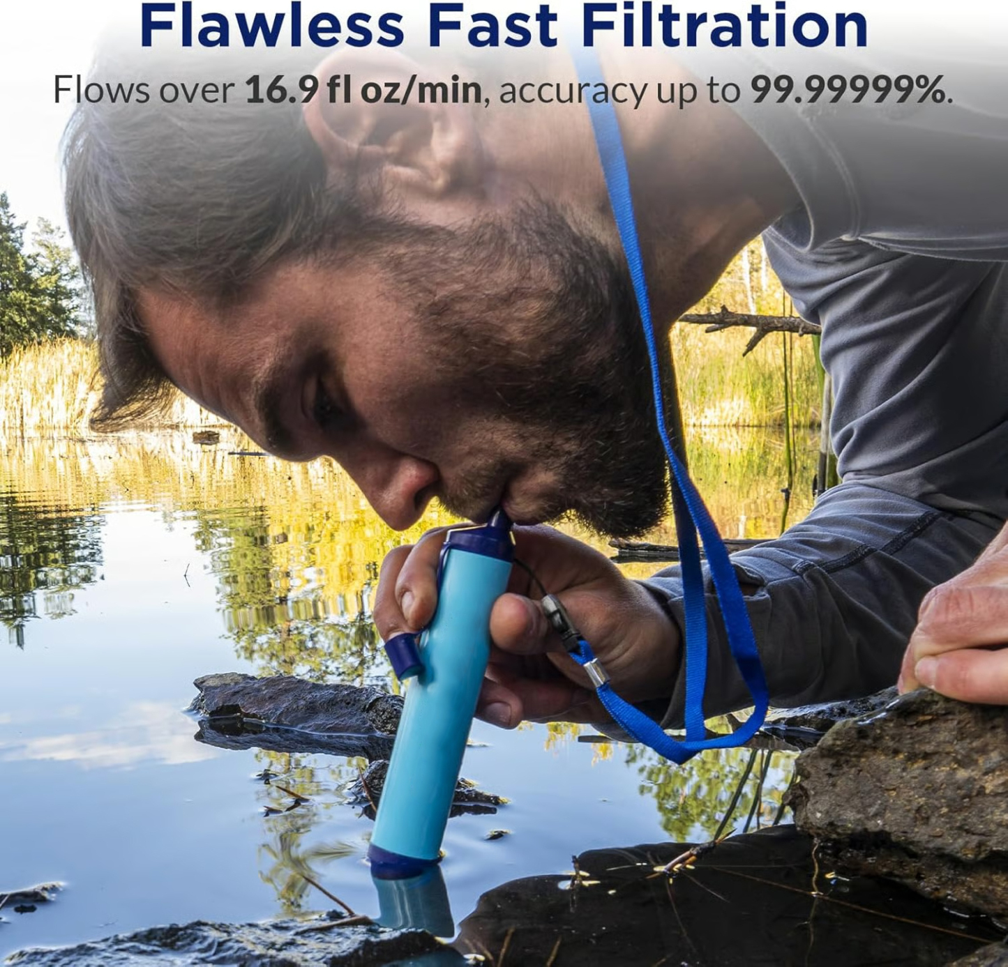 Personal Straw Water Filter for Camping, Hiking, Survival, Emergency, Travel