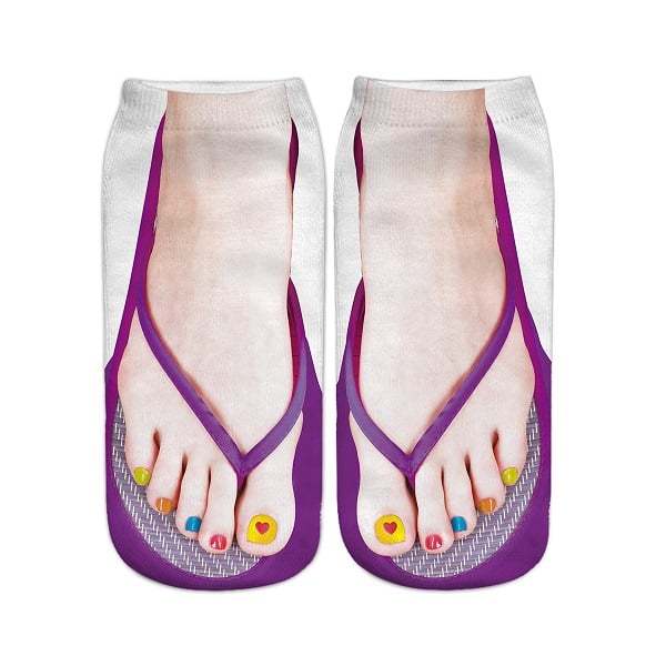 Women Manicure Print Flip Flop Socks