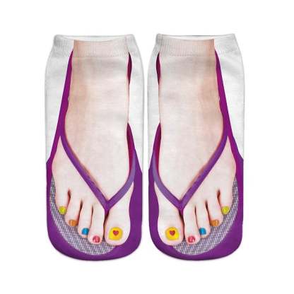 Women Manicure Print Flip Flop Socks