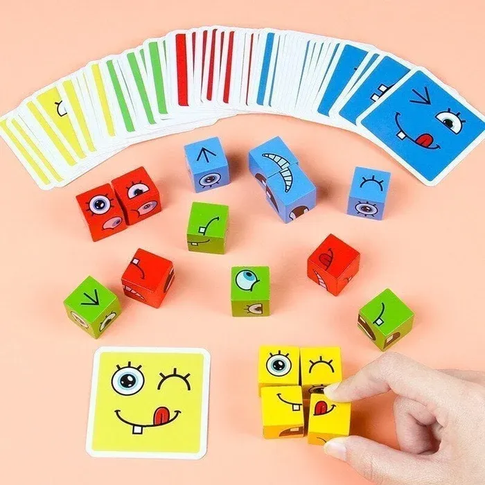 Christams Gifts🎁 2024 Parent-child Interactive Games Face-Changing Magic Cube Building Blocks