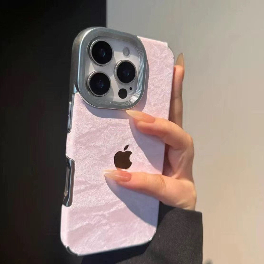 Electroplated flannel snow mountain pattern mobile phone case for iPhone