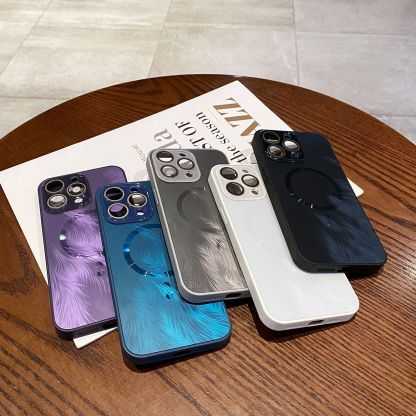 High-standard feather yarn for iPhone black feather yarn-magnetic lens film mobile phone case