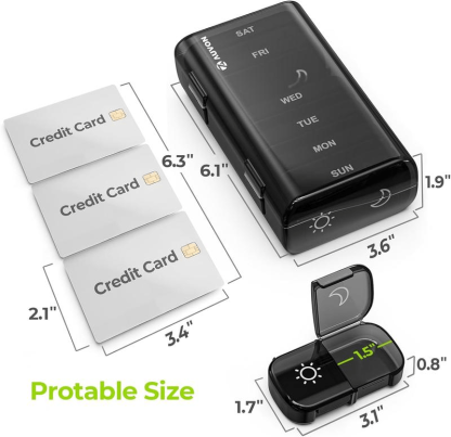 Portable Travel Pill Organizer,7-Day Pill Box
