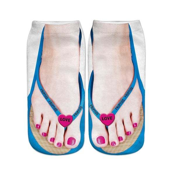 Women Manicure Print Flip Flop Socks