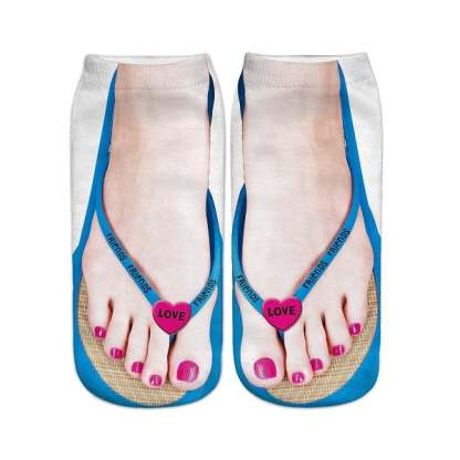 Women Manicure Print Flip Flop Socks