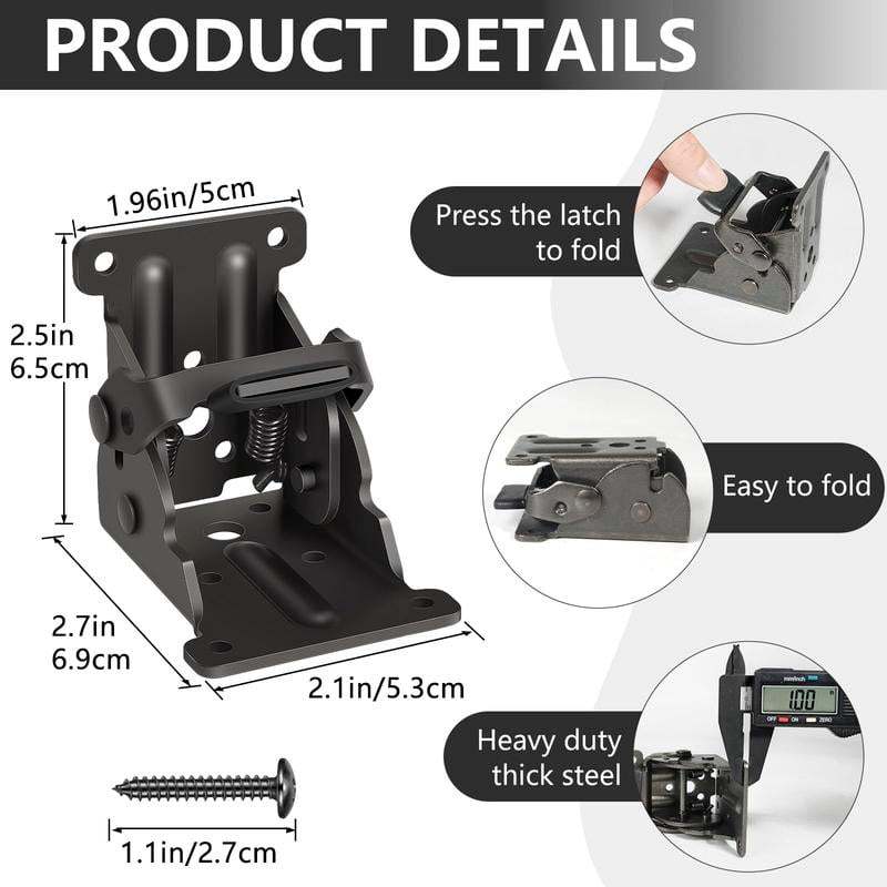Heavy-Duty Folding Table Leg Brackets with Self-Locking Hinges