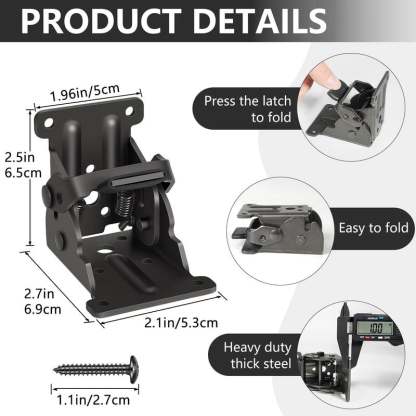 Heavy-Duty Folding Table Leg Brackets with Self-Locking Hinges