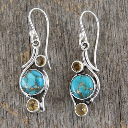 Sterling Silver Bohemian Citrine Turquoise Jewelry