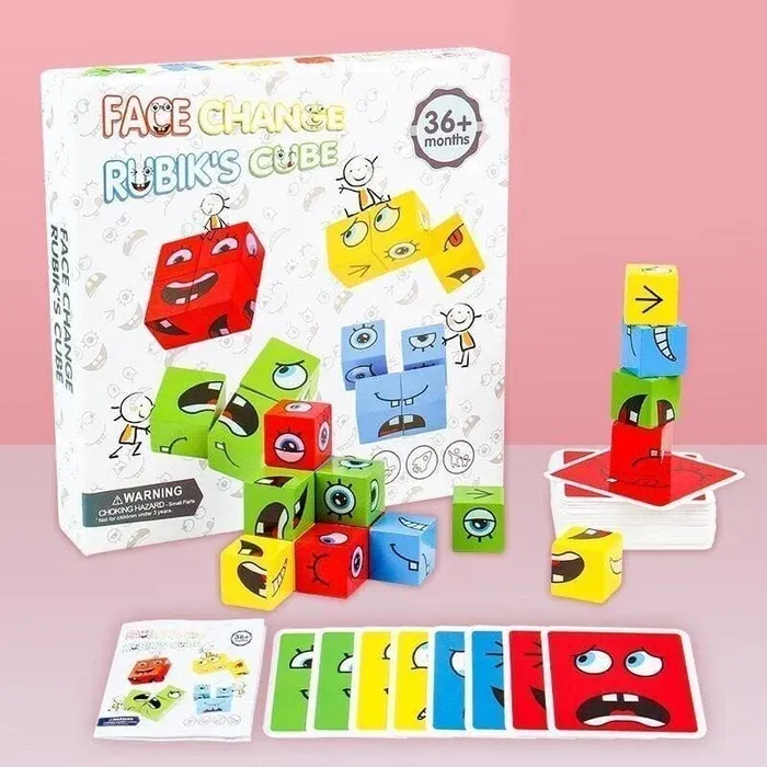 Christams Gifts🎁 2024 Parent-child Interactive Games Face-Changing Magic Cube Building Blocks