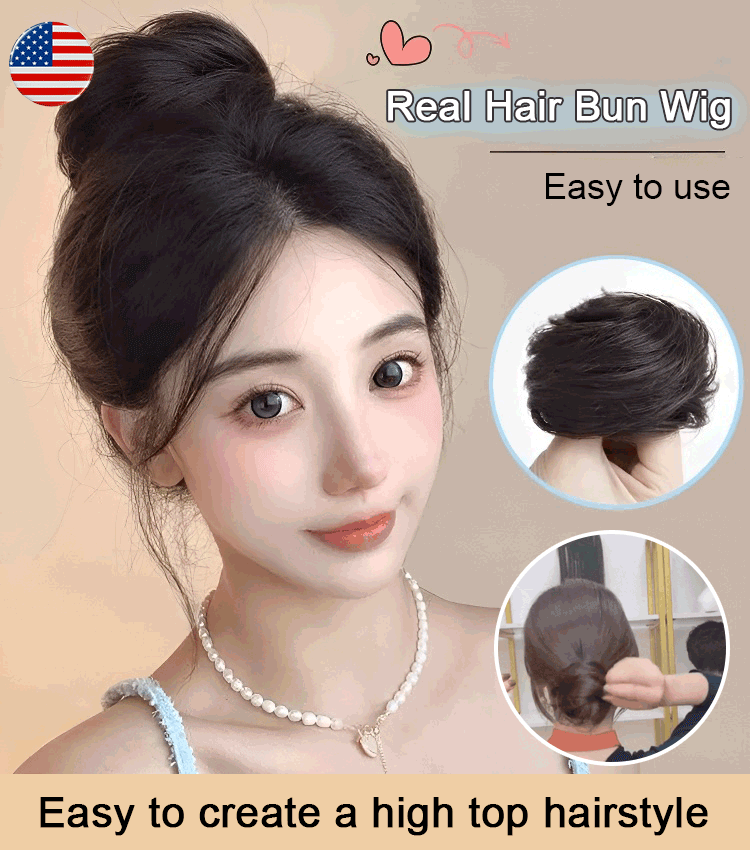 Real Hair Bun Wig