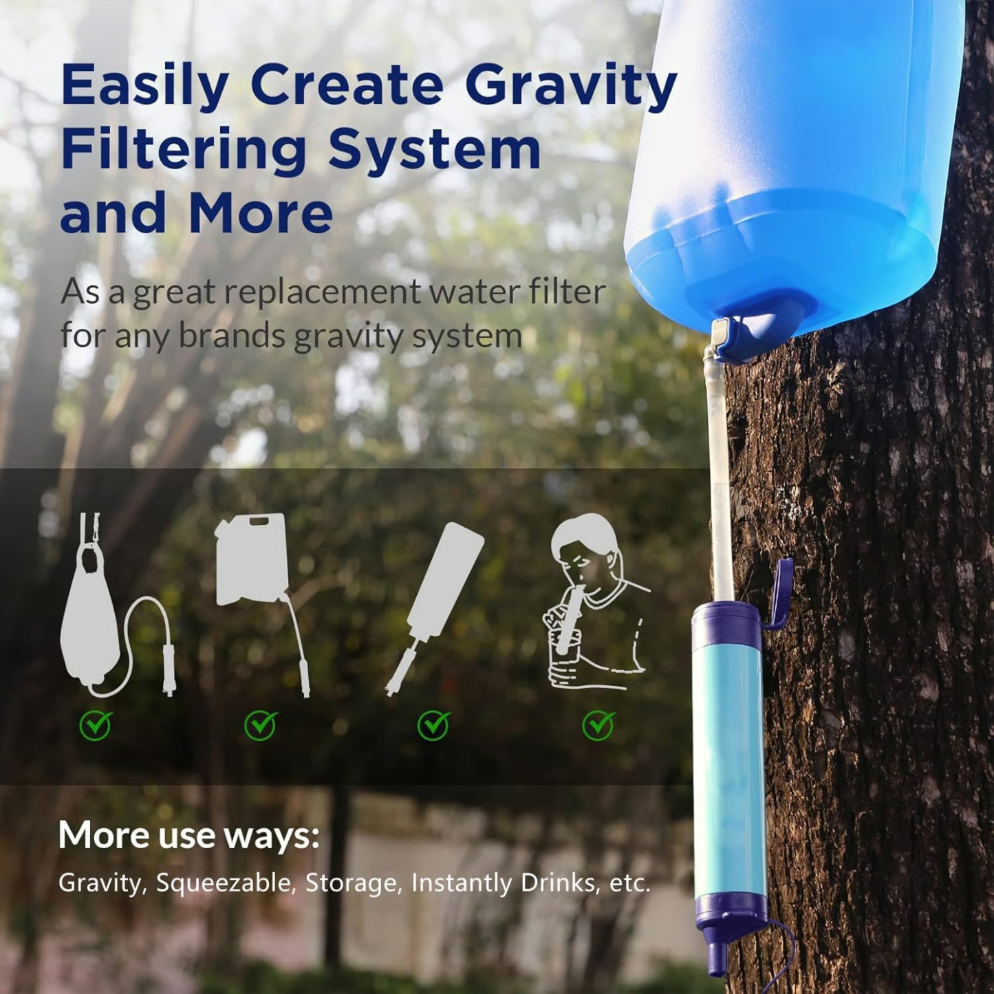Personal Straw Water Filter for Camping, Hiking, Survival, Emergency, Travel