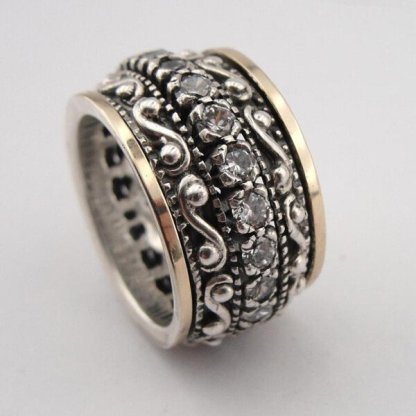 925 Sterling Silver Carved Gemstone Ring