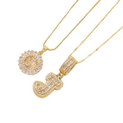 2 Pack - Initial Letter Pendant Necklaces