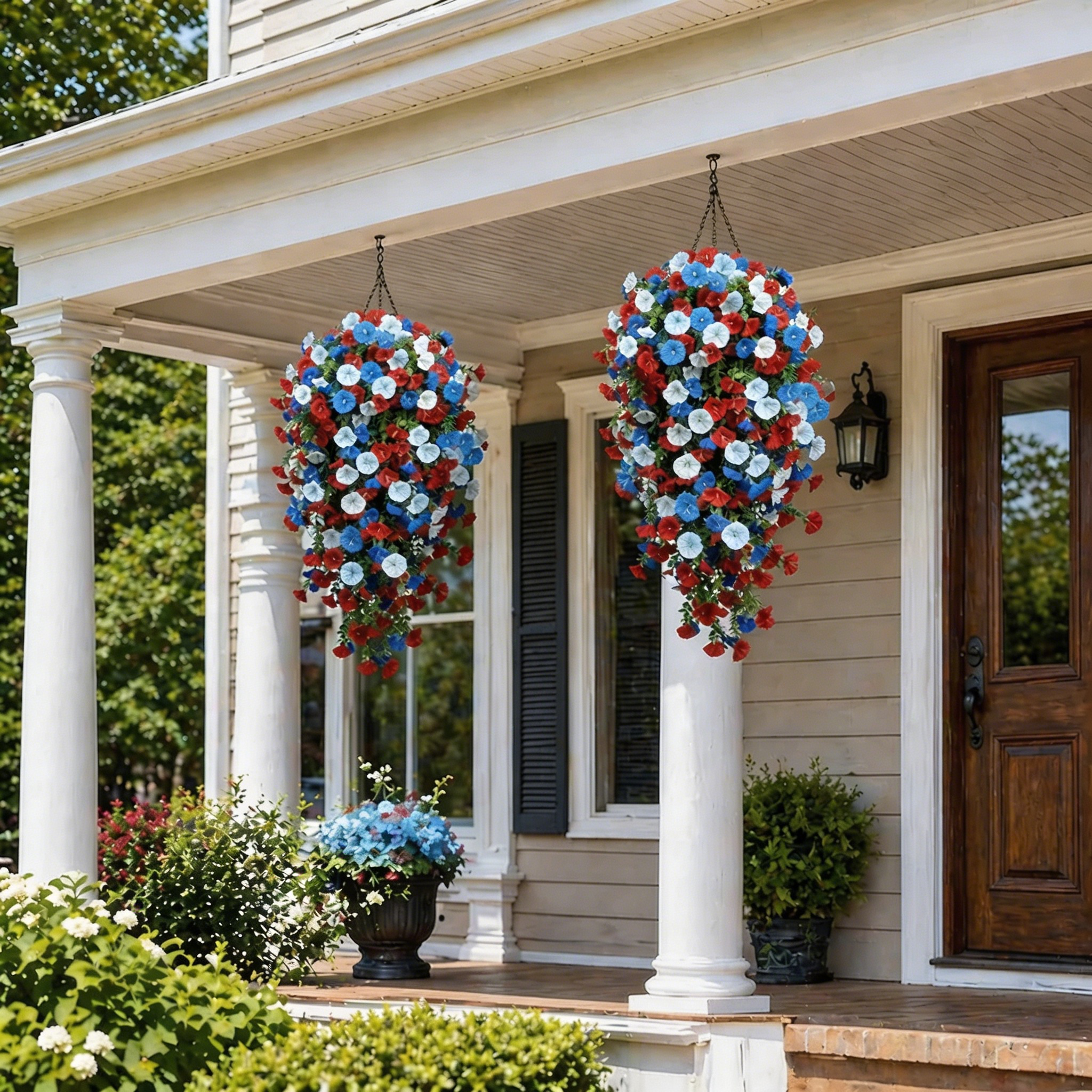 Red, White & Blue Artificial Morning Glory Hanging Vines --🔥🔥Free Shipping Over $39