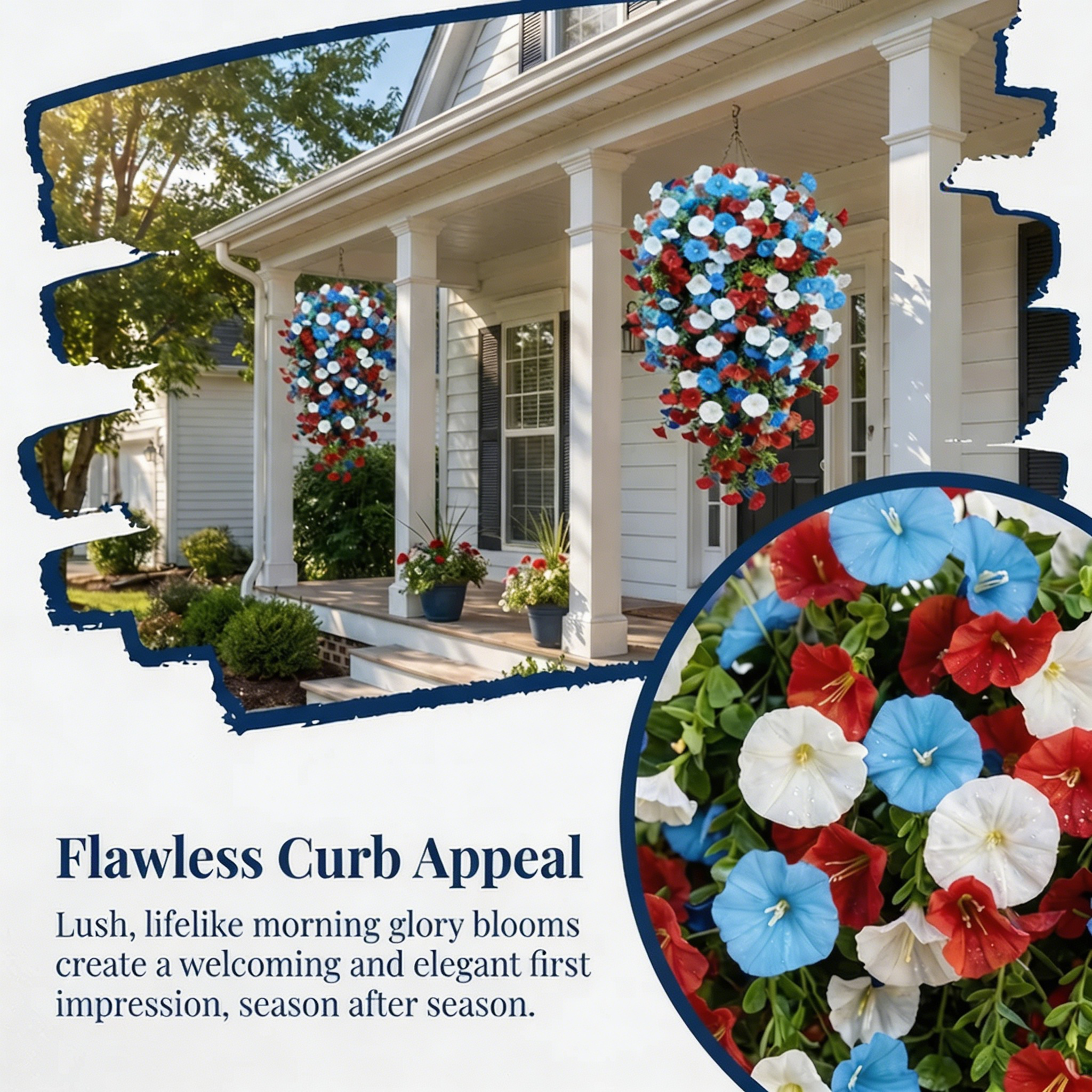Red, White & Blue Artificial Morning Glory Hanging Vines --🔥🔥Free Shipping Over $39