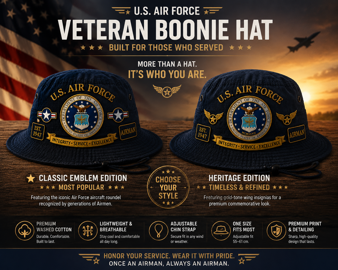 U.S. Air Force Veteran Boonie Hat — Built For Those Who Served