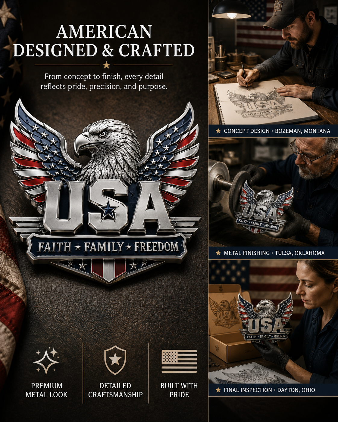 🇺🇸 250th Anniversary 49% OFF – USA Faith★Family★ Freedom Eagle Emblem