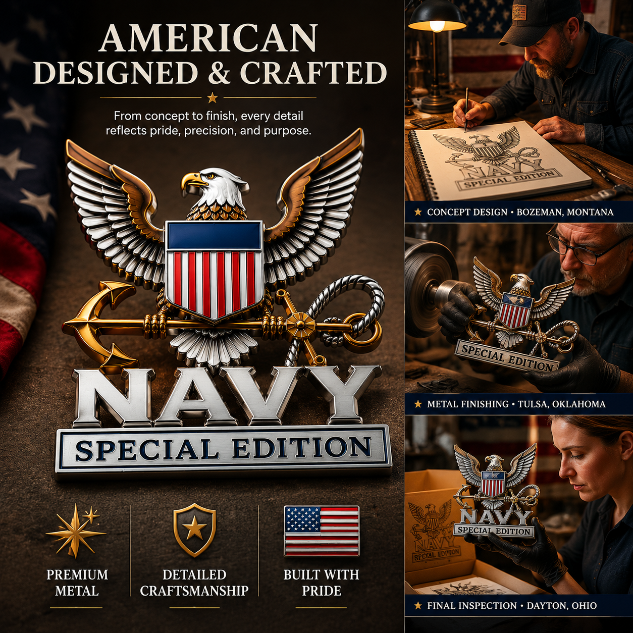 ⚓U.S. Navy Special Edition Metal Vehicle Badge