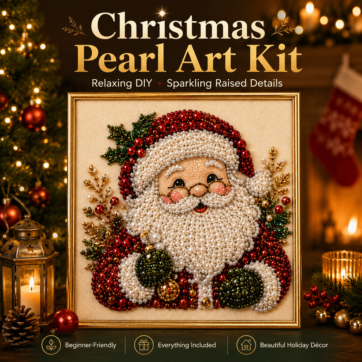 🧘Relaxing & Beginner-Friendly - 🎨💎DIY Christmas Pearl Diamond Painting Art Kit