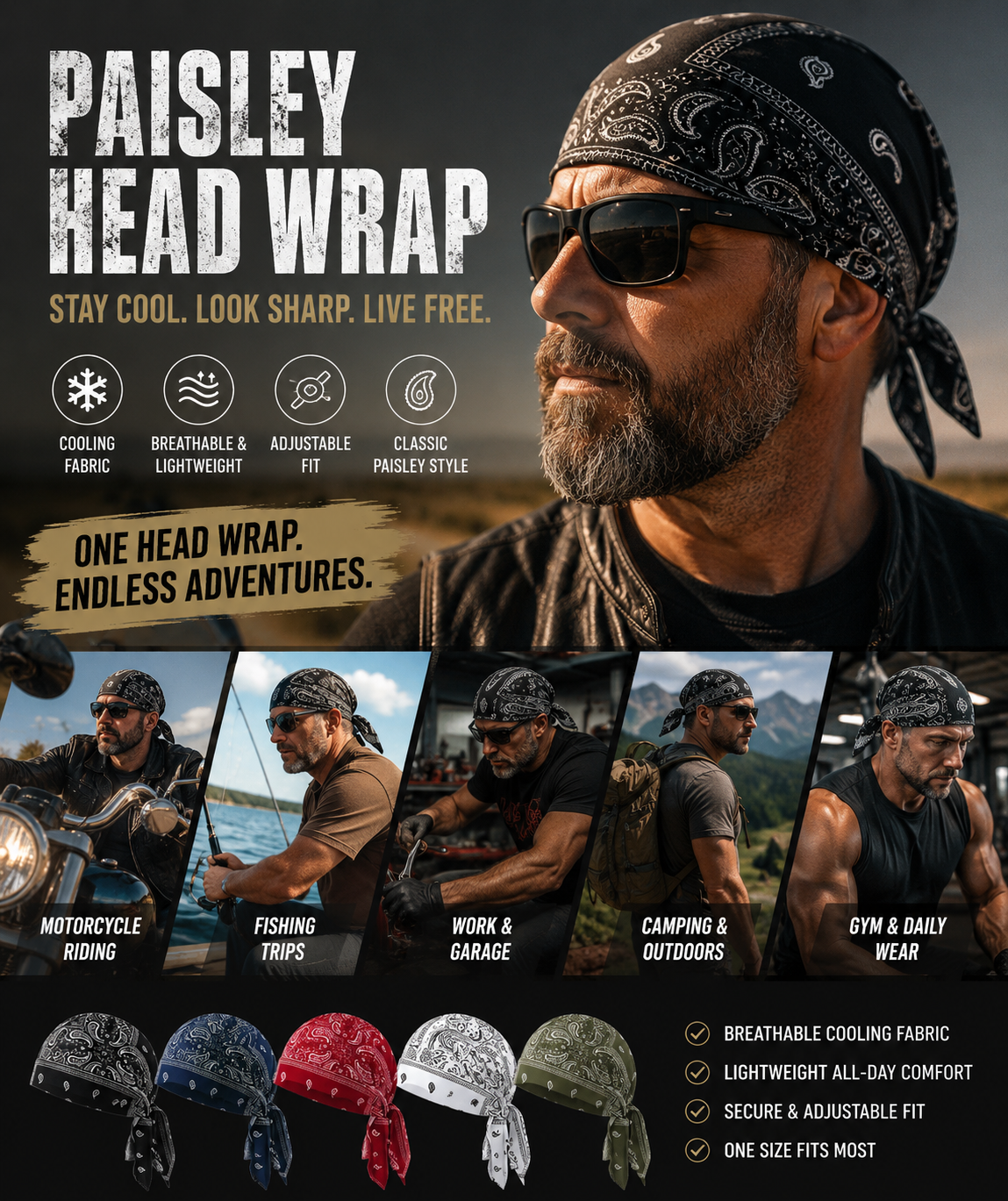 Paisley Cooling Headscarf Cap