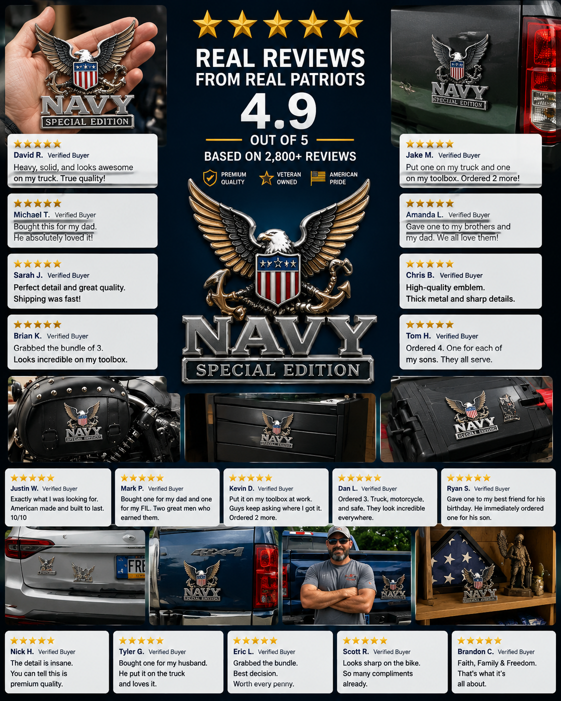 ⚓U.S. Navy Special Edition Metal Vehicle Badge