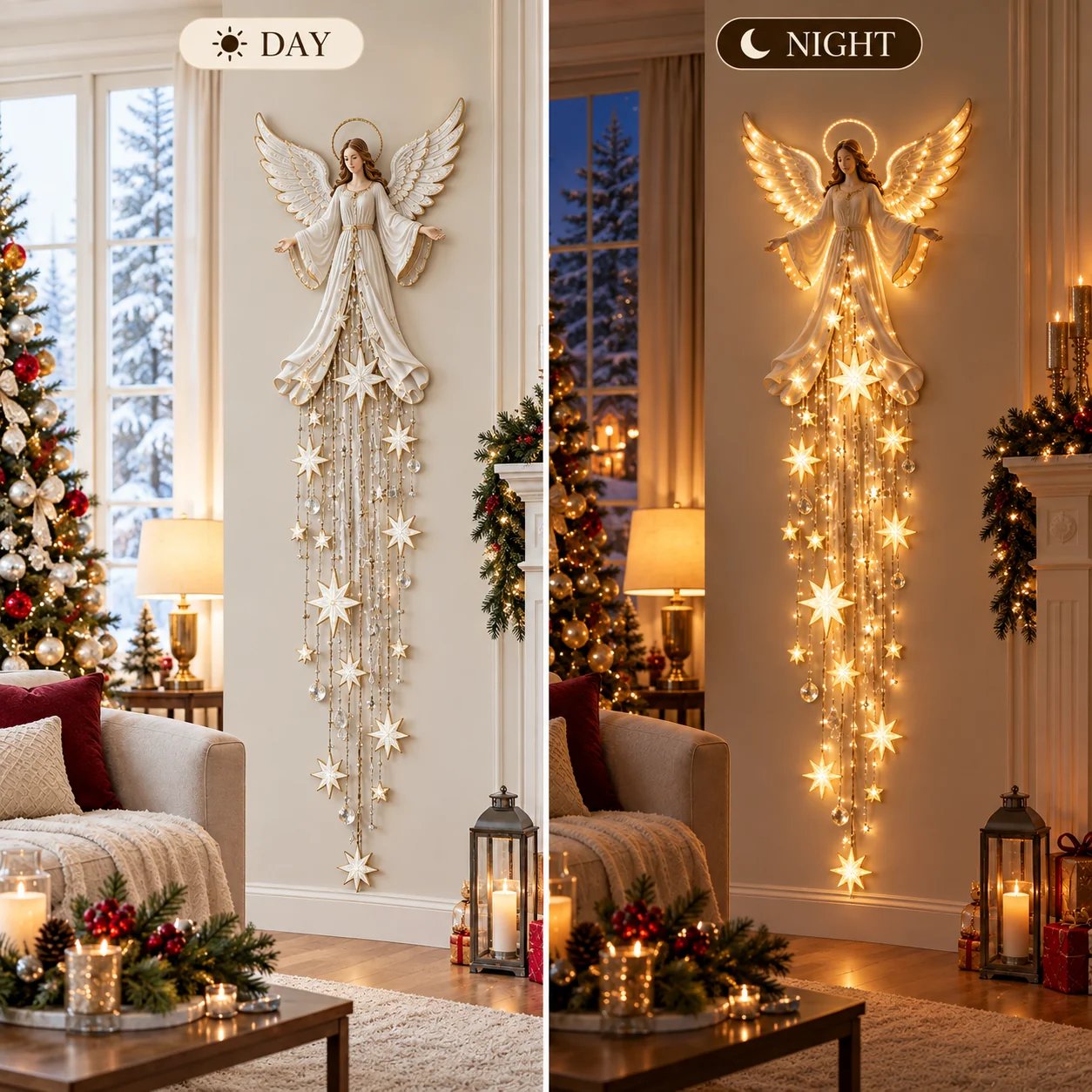 Angel Blessing Starfall Wall LightTM – Heavenly Christmas Wall Decor