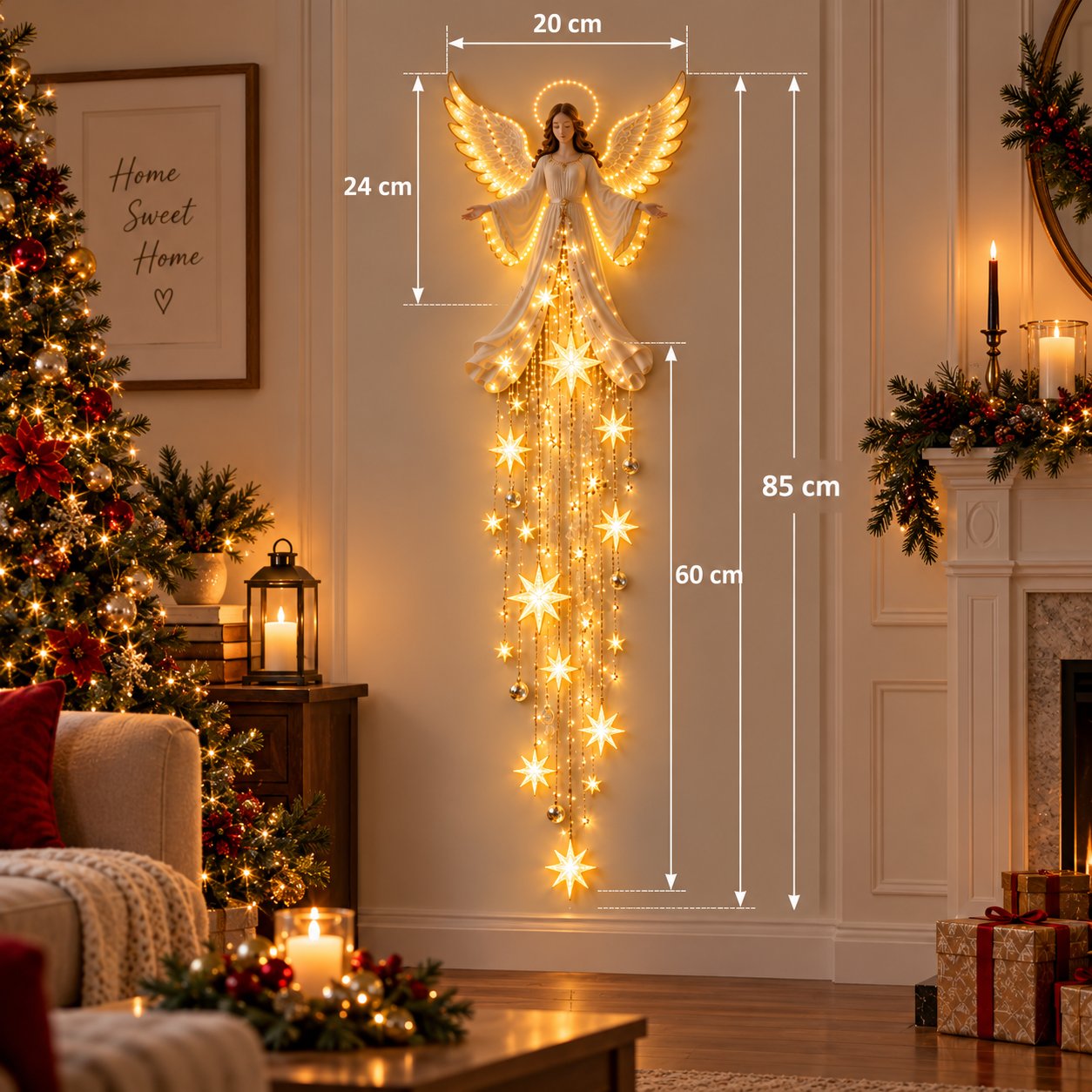 Angel Blessing Starfall Wall LightTM – Heavenly Christmas Wall Decor