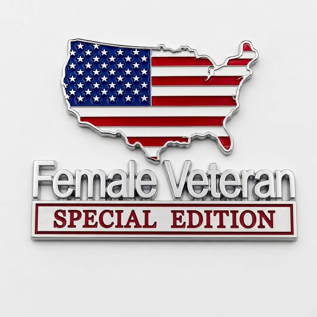 Female Veteran Special Edition Metal Vehicle Badge