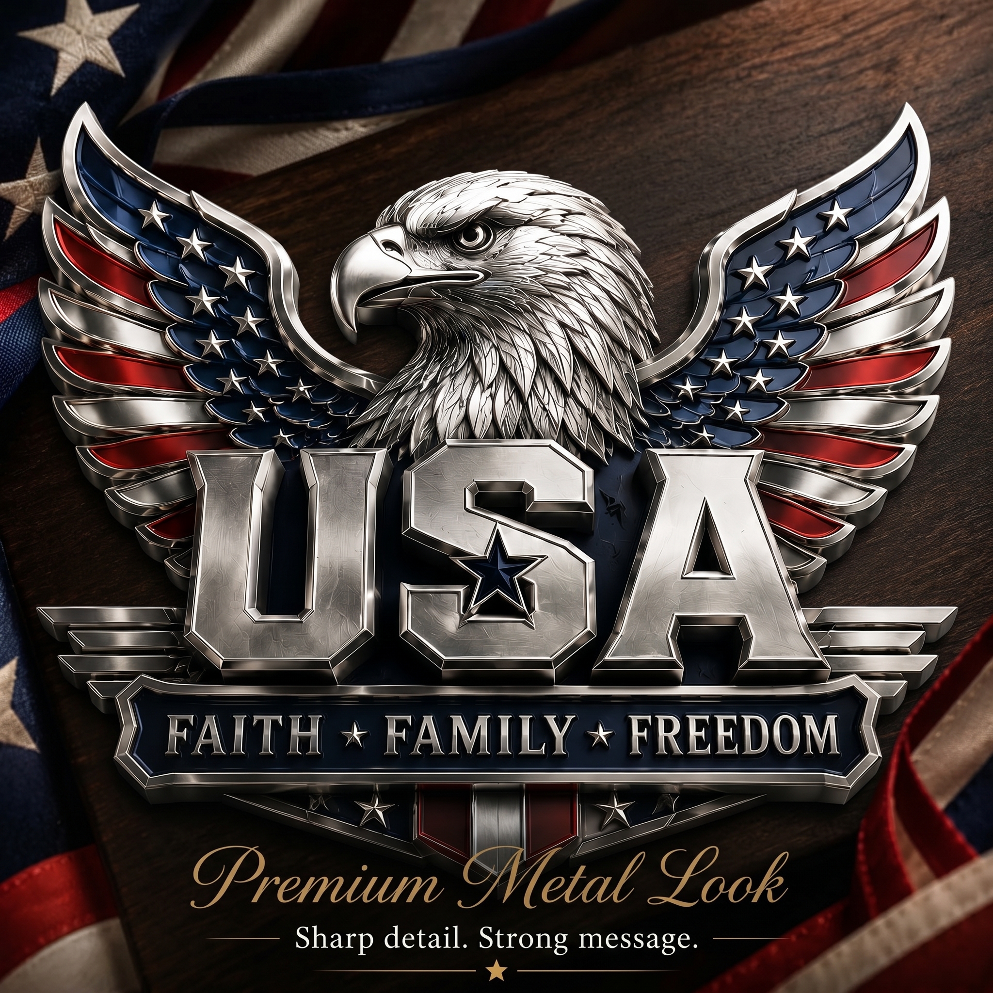 🇺🇸 250th Anniversary 49% OFF – ★USA Faith, Family & Freedom★ Eagle Emblem